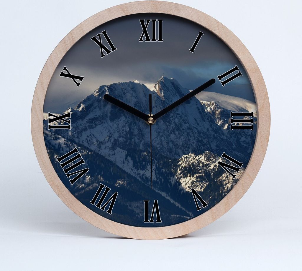 Holzuhr 30fi cm wanduhr - schwarze Spitzen - Giewont Winter