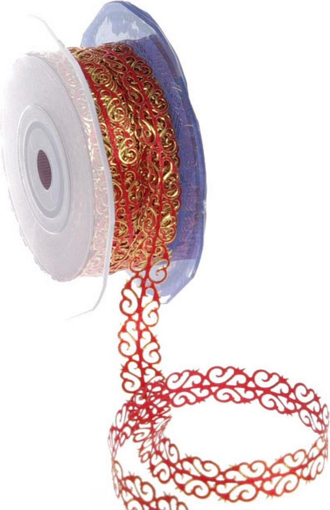 Geschenkband "Vine Ribbon" - rot-gold - 12mm - 20m - 92102 30