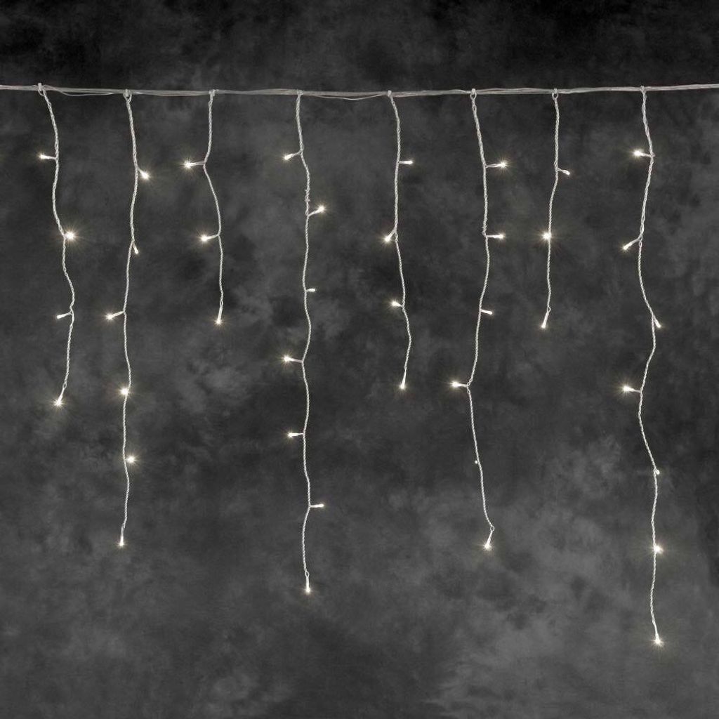 Konstsmide 4811-103 LED System Erweiterung, Eisregenlichterkette, 100 warm weiße Dioden , Außen (IP44), transparentes Kabel