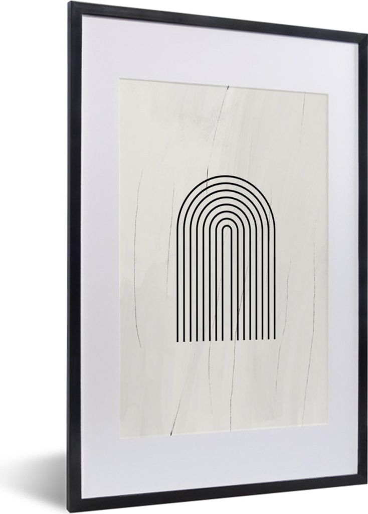 MuchoWow® Gerahmtes Poster Kunst - Bogen - Schwarz - Weiß Produktbild 