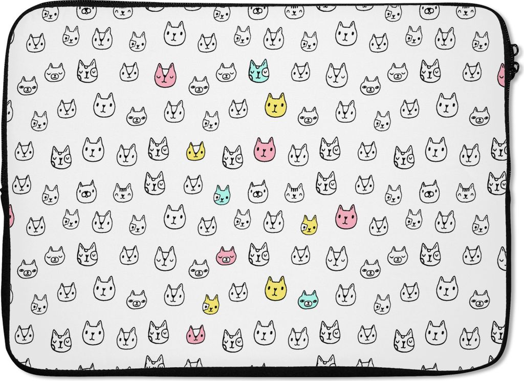 MuchoWow Laptop Hülle 13 Zoll Mädchen - Katze - Haustiere - Muster - Mädchen - Kinder - Kinder Laptoptasche - Laptophülle - Sleeve - Rundumsc...