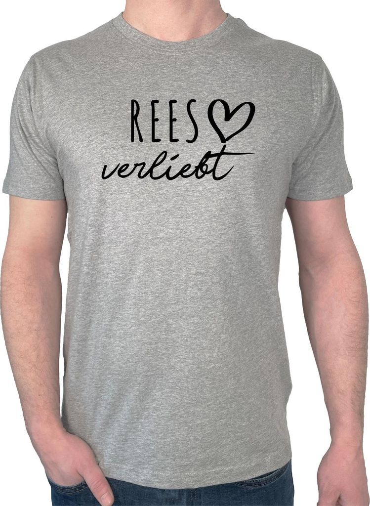 Huuraa Herren T-Shirt Rees verliebt M Sport Grey Bio Baumwolle Fairtrade Herrenshirt Geschenkidee