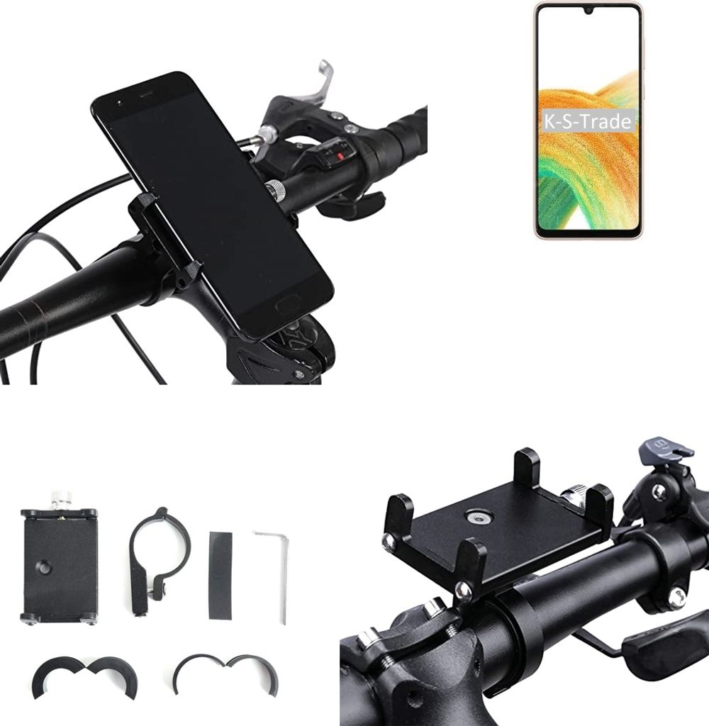 K-S-Trade Handyhalterung für das Fahrrad kompatibel mit Samsung Galaxy A33 5G Halter Lenkstange Fahrradhalterung Motorrad Bike Mount Befestigung