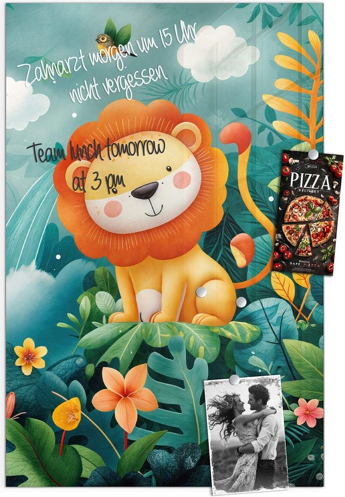 Magnettafel 40x60cm Pinnwand Whiteboard beschreibbar - Dschungeltiere