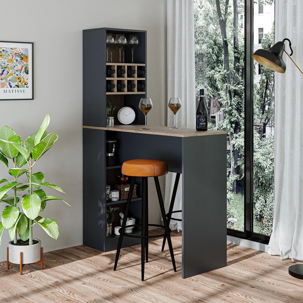 Roomart DUBLIN Bartisch 120 cm breit, Anthrazit-Eiche Produktbild 