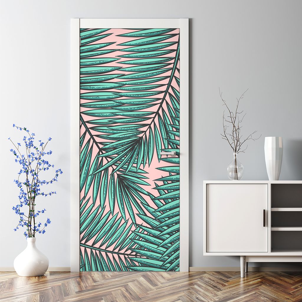 Dekorative Türtapete selbstklebend Klebefolie Türposter Türaufkleber Grüne Äste 70 x 200 cm