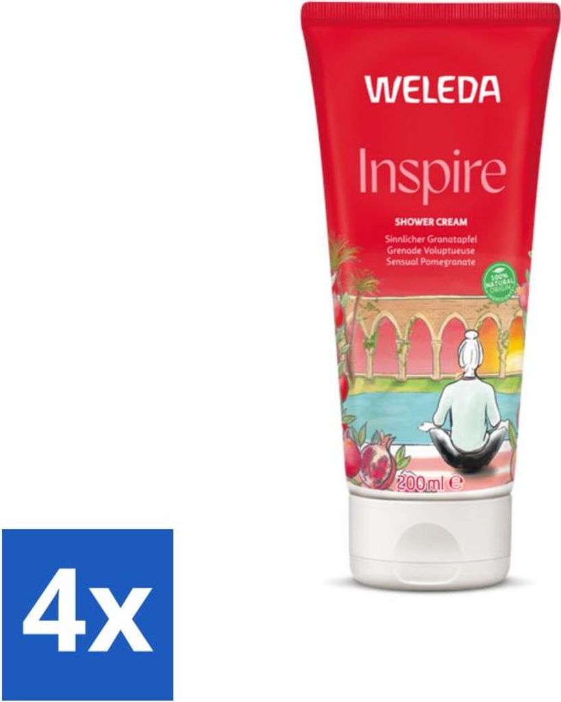 WELEDA - Granada Inspire Duschcreme - Granatapfel - 200 ml - Vorteilspack - 4 Stücke