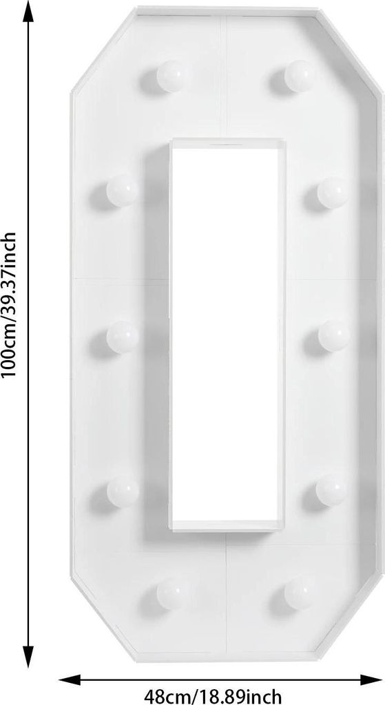 3D LED Zahlenlampe - Ziffer 0 - Warmes Licht 2000–3000K - Batteriebetrieben - Bodenstehend - KT-Platte - Apfelgrün