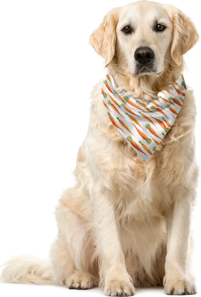 ABAKUHAUS Bandana per animali domestici con motivo carote, motivo verdure biologiche, 55x55 cm, kaki pallido vermiglio - 1