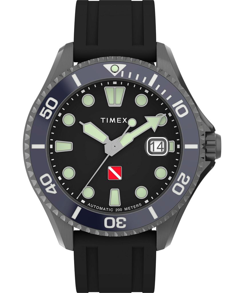 Timex TW2W95300 Deepwater Reef 200 - Orologio Subacqueo Uomo In Acciaio, Quadrante Nero, Cinturino In Acciaio, Impermeabile 20 Bar, Lancette Luminose, Cassa 41mm - 2
