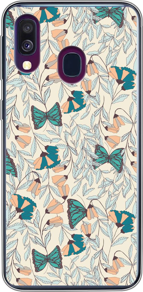 MuchoWow Handyhülle Schutzhülle Hülle für Telefoonhoesje Samsung Galaxy A40 Mädchen - Schmetterling - Blumen - Muster - Mädchen - Kinder - ...