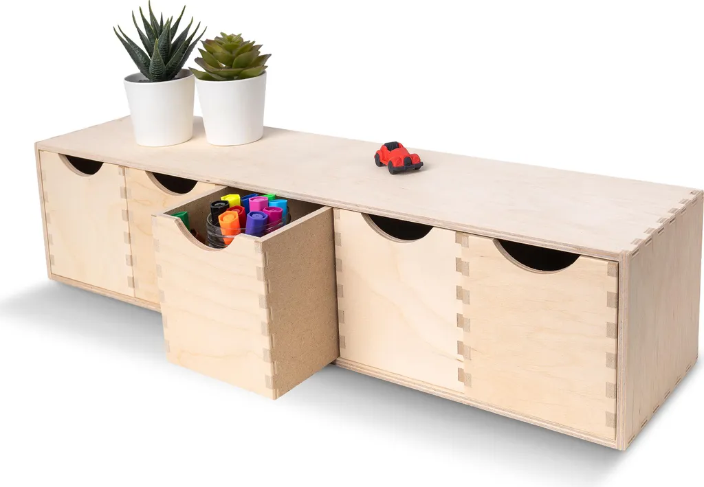 Creative Deco Petite Commode en Bois 5 Tiroirs 57x13x13cm Organiseur