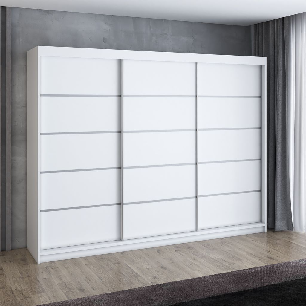 Schwebetürenschrank FLIX 3-türig Schrank 200 cm (Weiß, Produktbild 