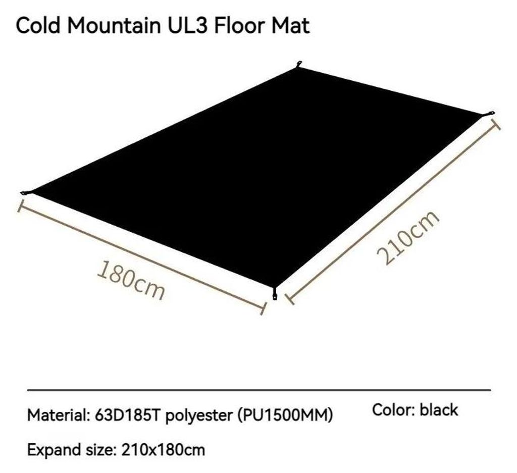 Cold Mountain UL3 - Zeltunterlage Footprint für 3-Personen-Zelt - Ultraleichtes Oxfordgewebe - Wasserdichte Bodenplane - Camping Trekking