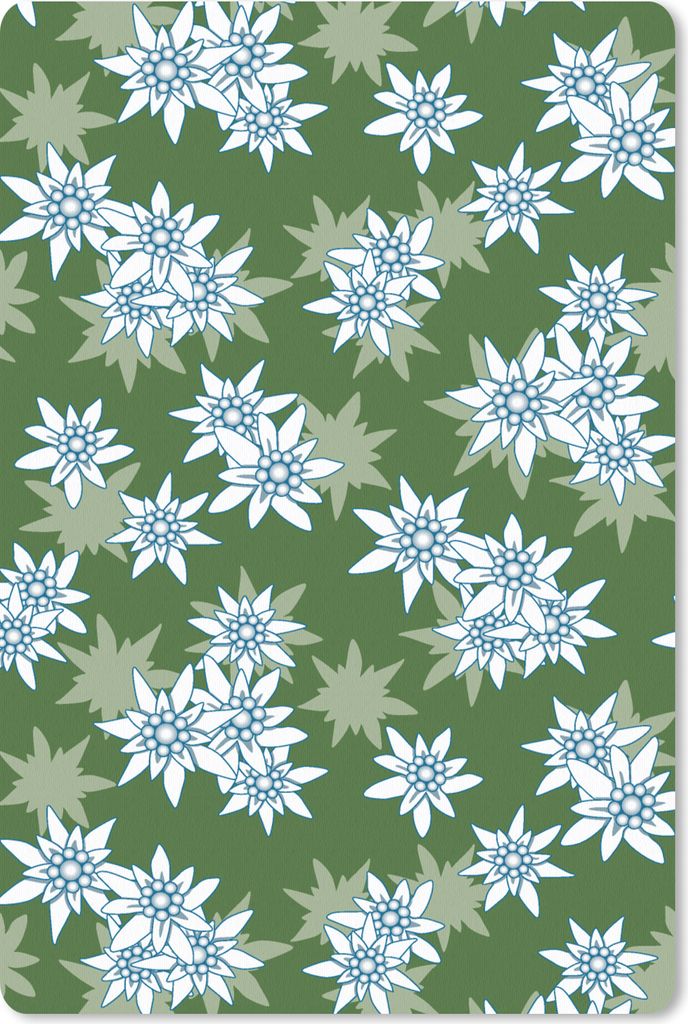 MuchoWow Mauspad Mousepad Edelweiss - Grün - Blumen - Muster 40x60 cm - Mousepads - Maus Mat - Pad - Mausunterlage - Schreibtisch Accesoire