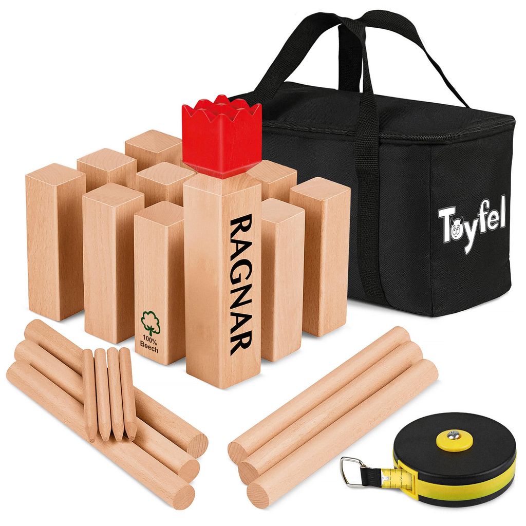 Toyfel Schwedenschach XXL Kubb Spiel aus Massivholz Produktbild 