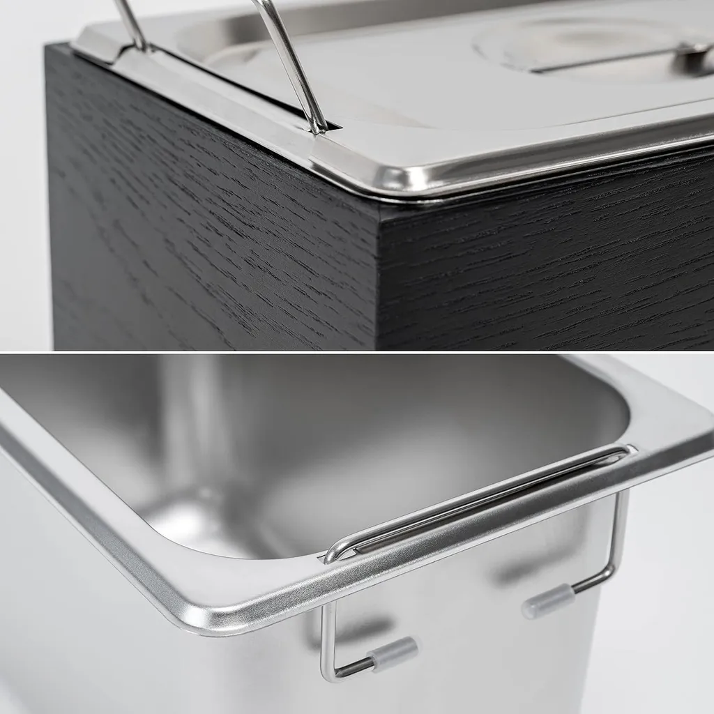 Holma Poubelle Design 4,5L en Bois de Chêne Noir Véritable Haut de Gamme