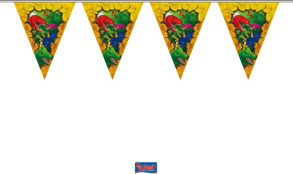 Dinosaurier-Wimpelgirlande Raumdekoration bunt 6m - Einheitsgröße