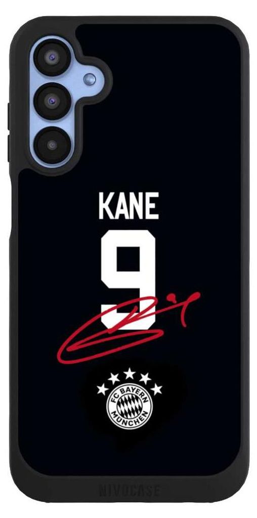 NIVOCASE Handyhülle für Samsung Galaxy A15 5G Hülle NIVOpure Case Schwarz FC Bayern München Trikot Harry Kane