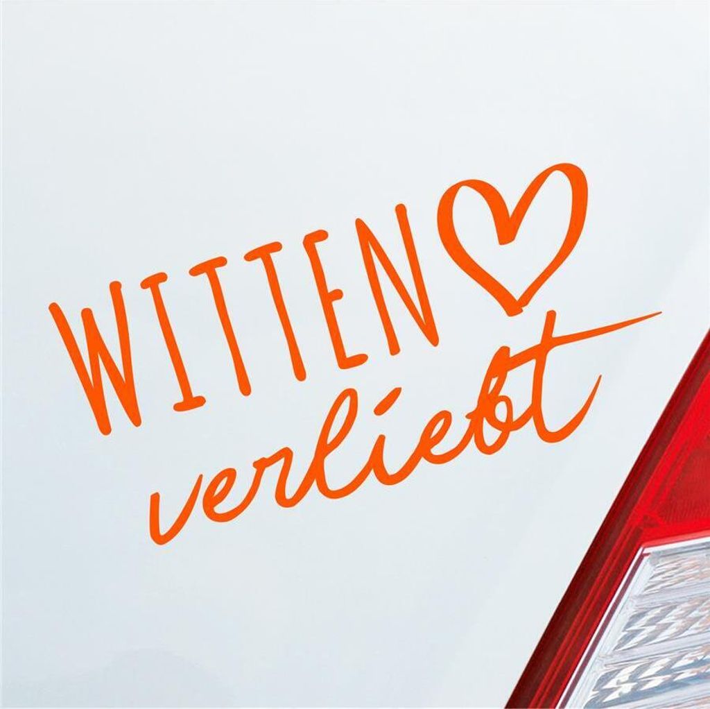Auto Aufkleber Witten verliebt Herz Stadt Heimat Liebe Car 19x9 cm Orange Sticker Heckscheibenaufkleber