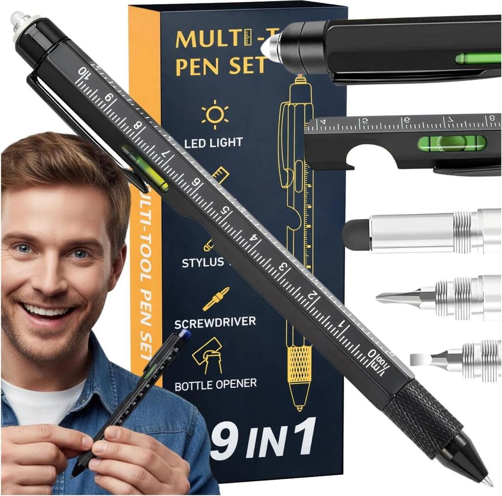 Multifunktionaler taktischer Stift, 9-in-1-Metall-Multitool Produktbild 