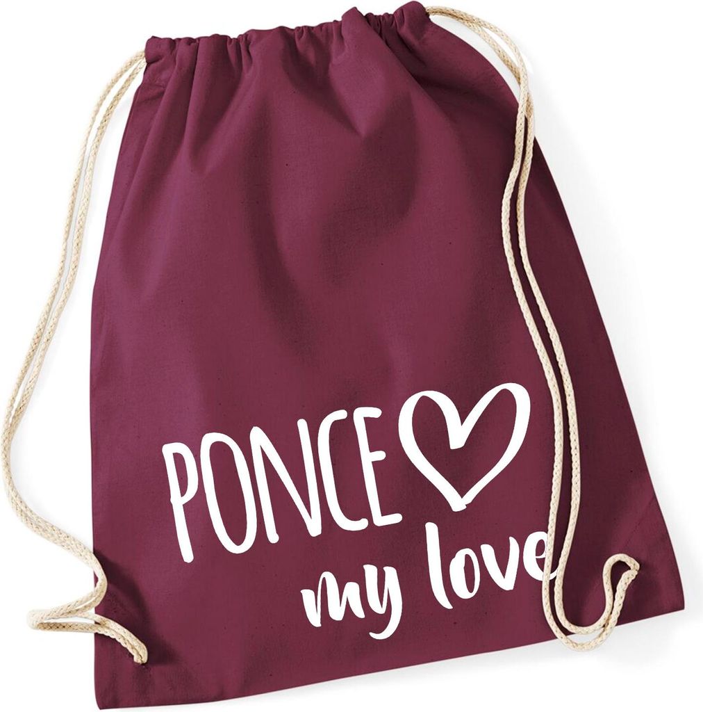 Huuraa Turnbeutel Ponce my love 12 Liter Burgundy Baumwolle Rucksack Geschenkidee