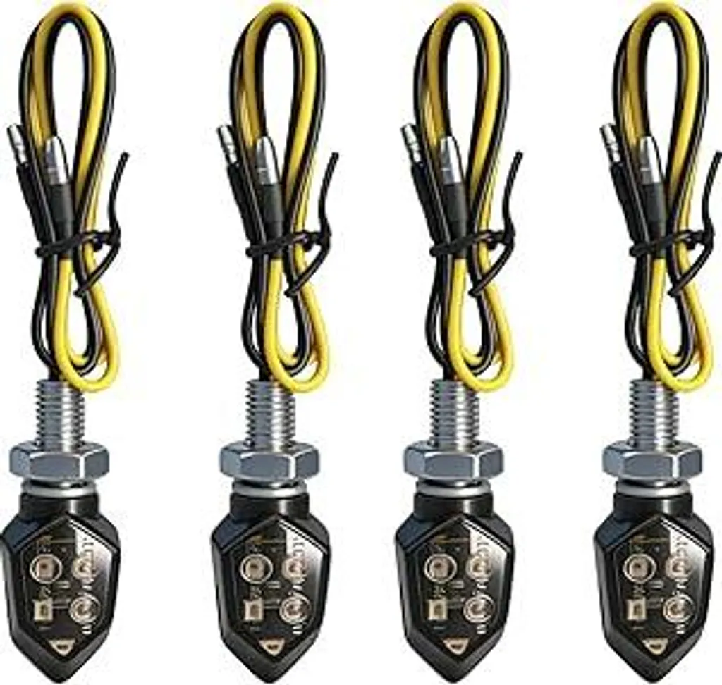 4 indicatori di direzione a LED per moto 12V, 5 LED M8 E Mark E24 Testati, IP65 Impermeabili Indicatori di direzione universali per moto, Mini indicatori di direzione a LED compatti per moto, ciclomotori, scooter, biciclette, quad, motocross Modifiche - 1