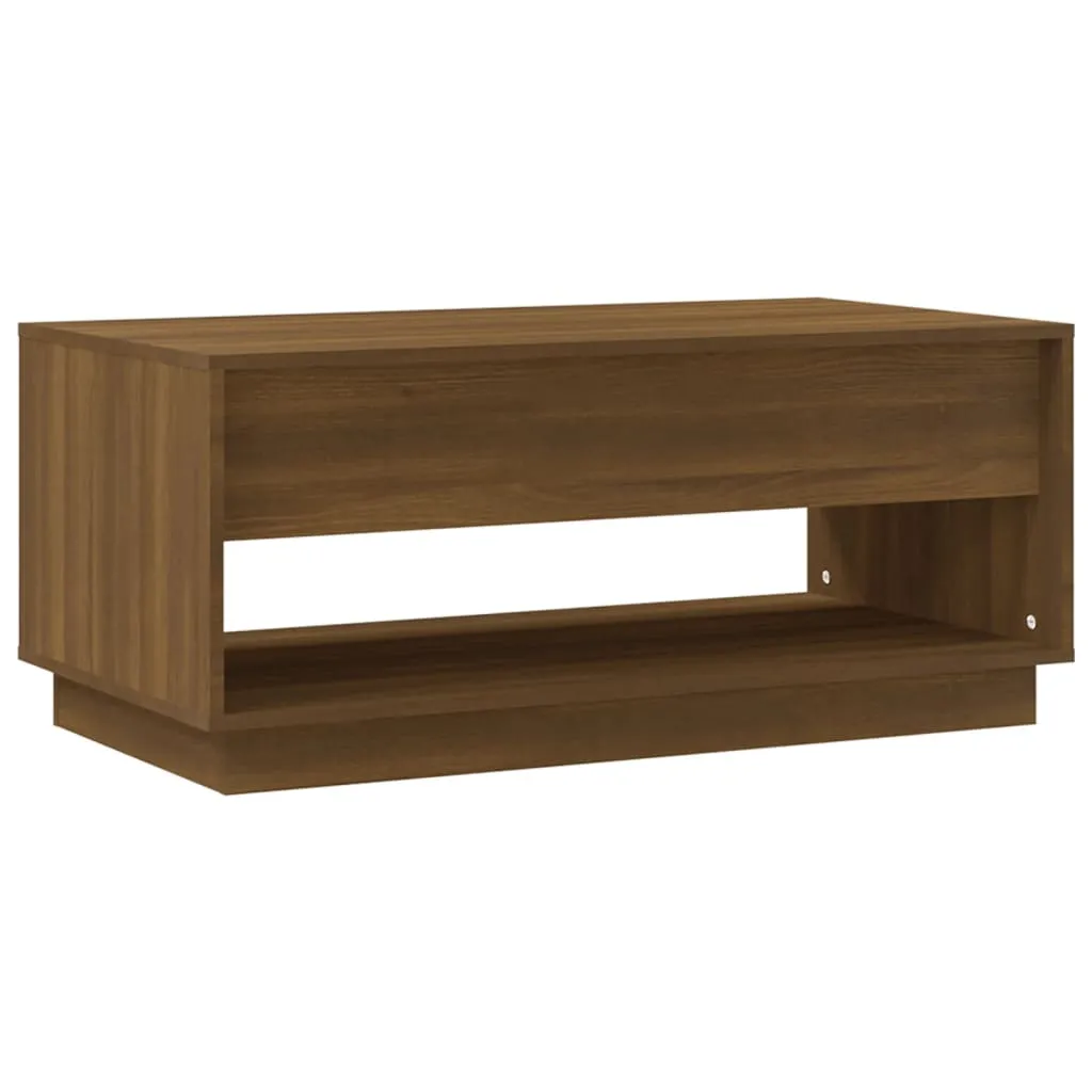 Petite Table Basse Facile à Nettoyer Aspect Chêne Marron 102x55 cm Bois - 6