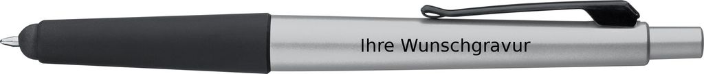Kugelschreiber mit Gravur / Metallic-Kunststoff mit Touch-Pad / Farbe: silber