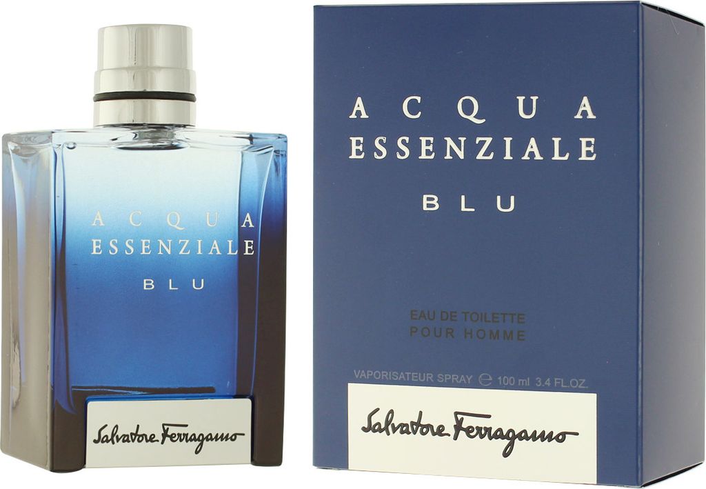 A perfume bottle and its packaging are displayed side-by-side against a white background.