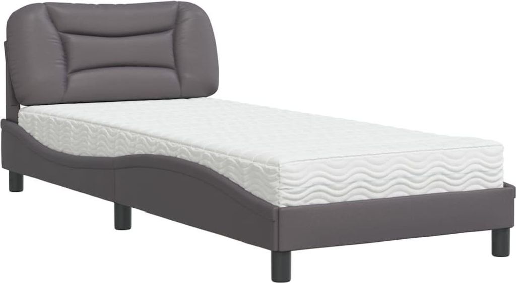 vidaXL Bett mit Matratze "Hvar" Grau 80x200 cm Kunstleder