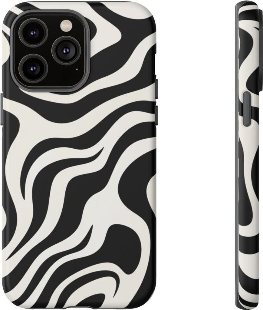 Abstraktes Zebra-Muster in Schwarz-Weiß – Hülle Kompatibel mit iPhone 14 Pro Max