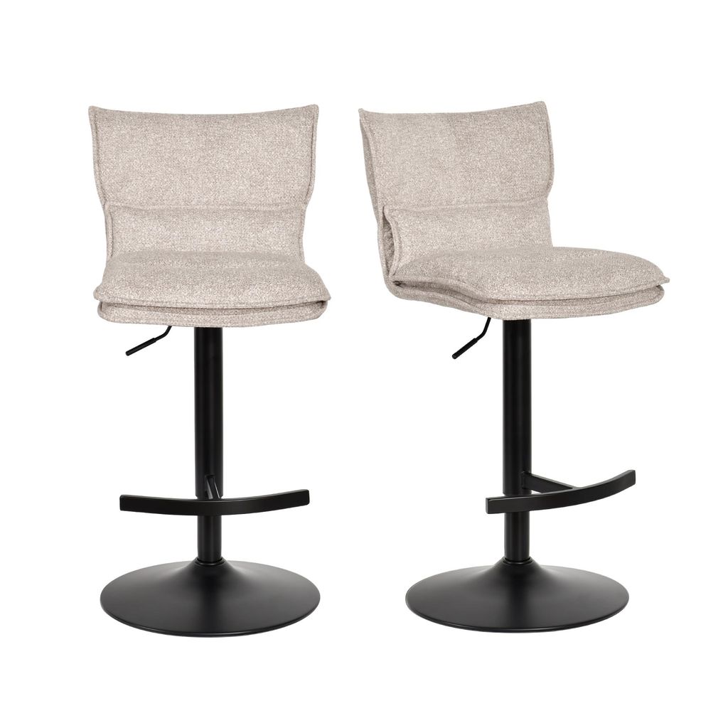 Duhome Barstuhl 2er Set Höhenverstellbar Barhocker Drehbar aus Bouclé Küchenhocker mit Fußstütze Polsterhocker für Bistro Bar Küche, Beige