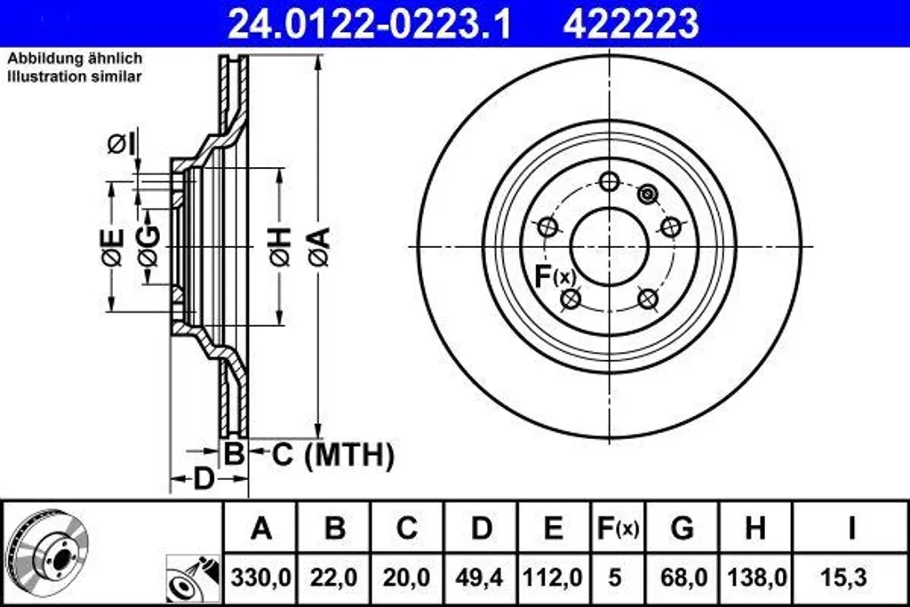 Disque de frein ATE 24.0122-0223.1 : fini les bruits et vibrations A6 4F