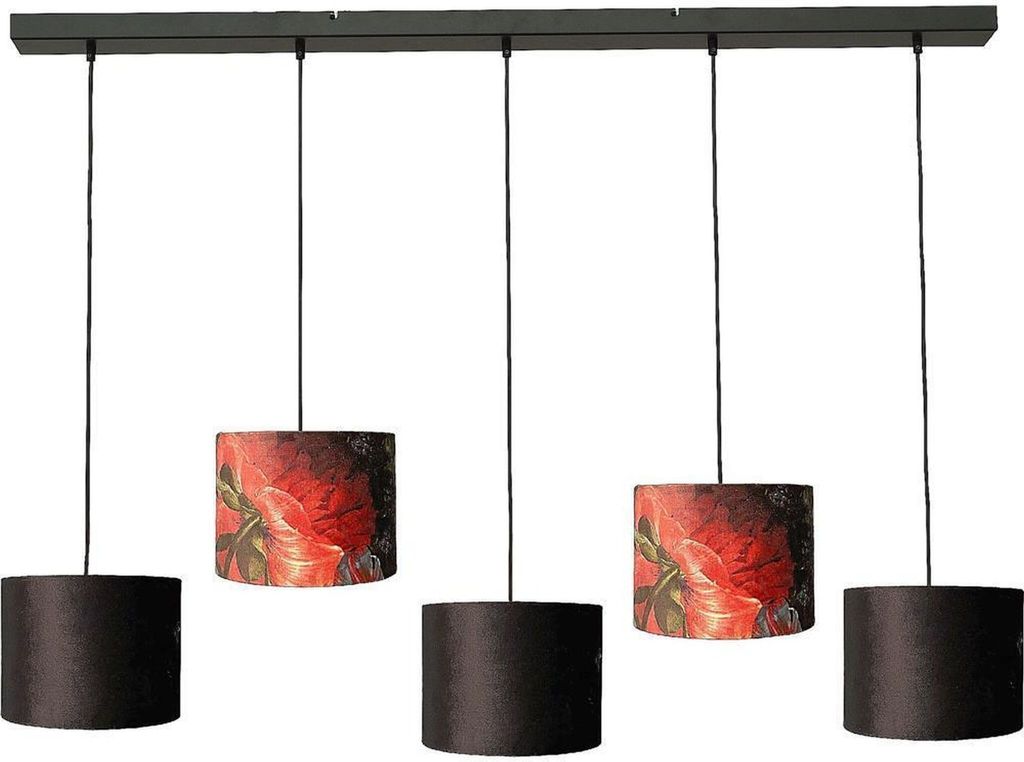 masterlight Pendelleuchte Venus 5-flammig Samt Multicolor/Schwarz 130x20cm