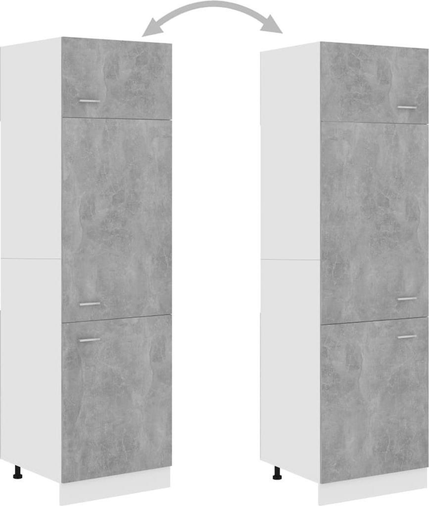 vidaXL Chłodzona szafka ścienna betonowo-szara 60x57x207 cm Zdjęcie produktu 3