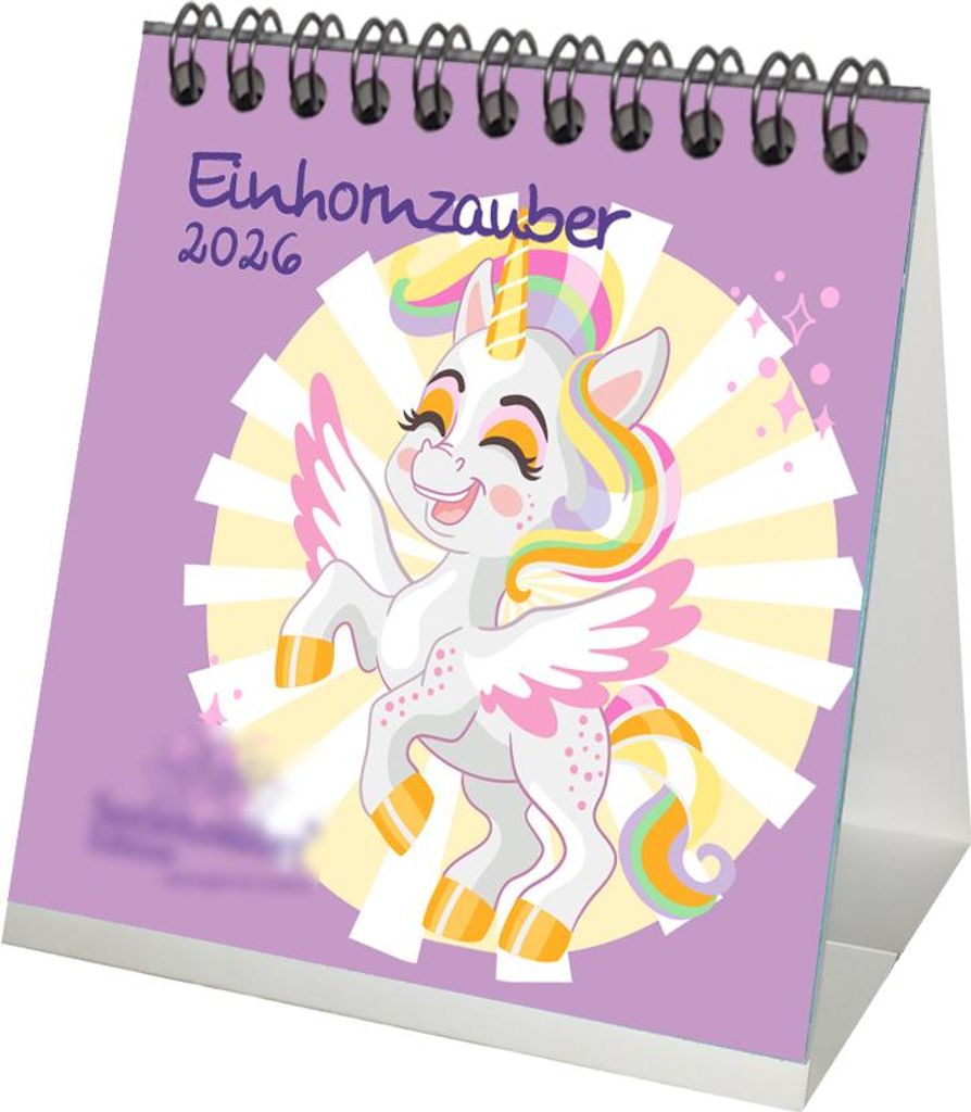 Einhornzauber Tischkalender 10cm x 10cm für 2026 Dinosaurier - Seelenzauber