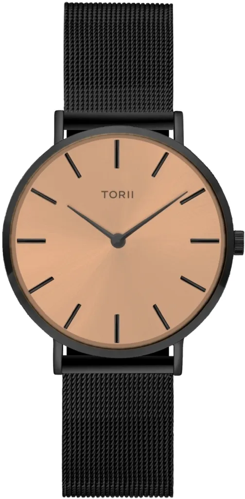 Montre Noire TORII B34BS.RB Femme - Design Minimaliste en Acier Inoxydable