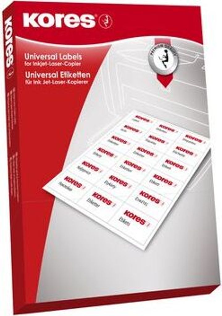Kores Universal-Etiketten, 97 x 42,3 mm, weiß, 100 Blatt