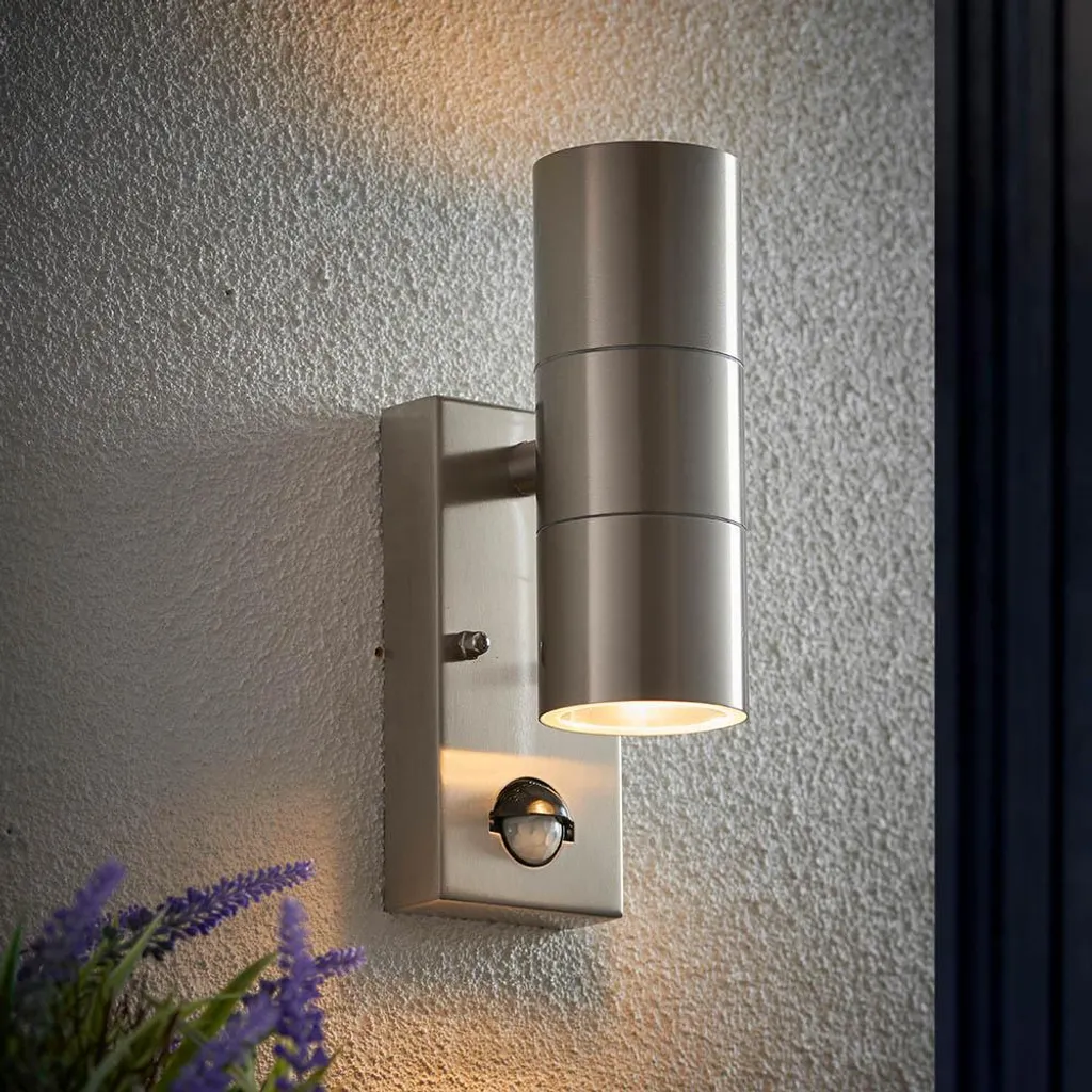 Applique de Façade IP44 Métal Chrome Argenté avec Éclairage Up and Down