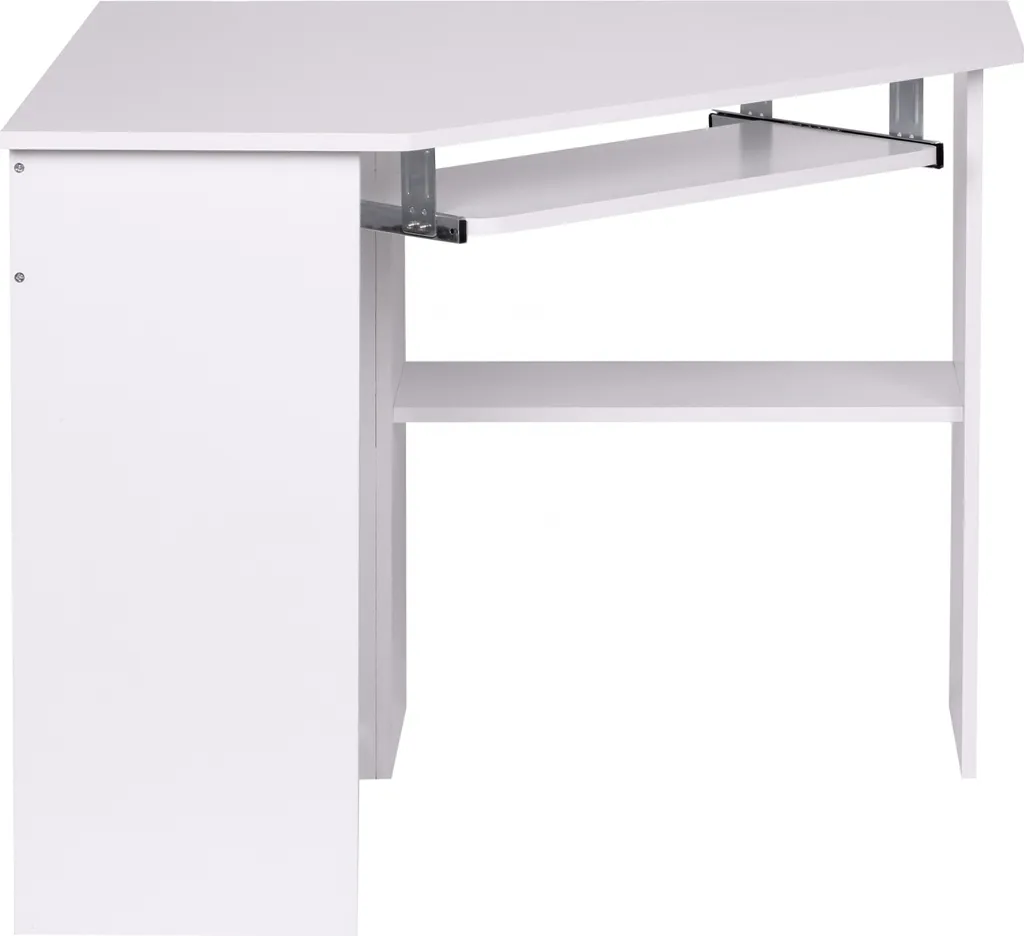 Bureau d'angle pour télétravail blanc Roman : poste informatique complet
