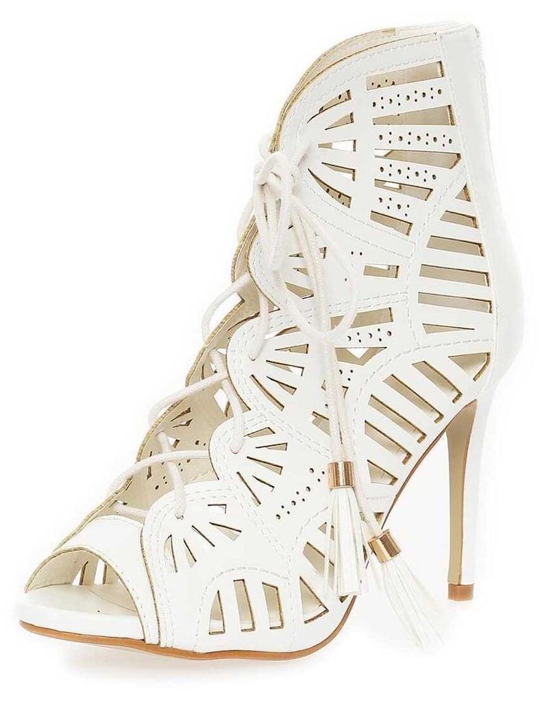 Damen Schnür Pumps Stilett; Weiß/37 Produktbild 