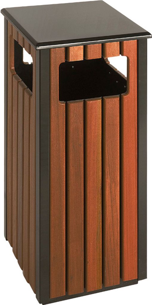 VEPA -Mülleimer - Abfallbehälter für außen 36L Schwarz/Holz Look | 1 Stück