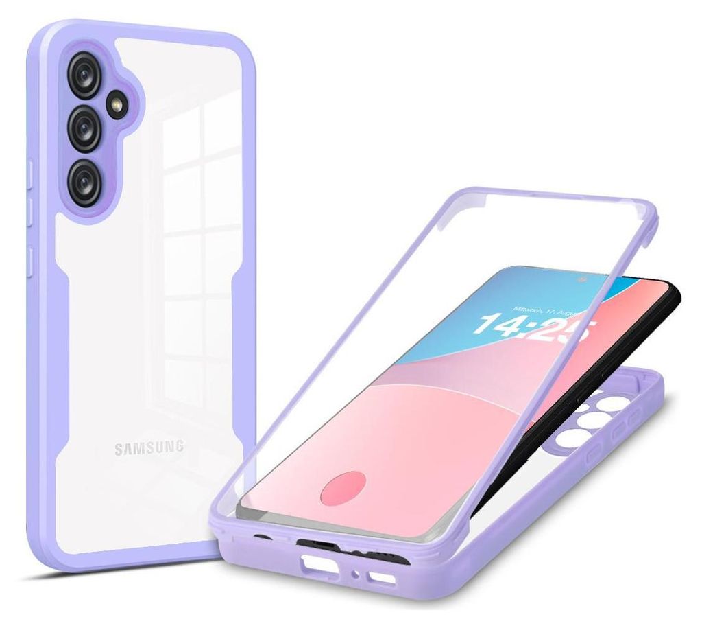 A clear product shot of a phone case with a phone inside, presented on a white background.