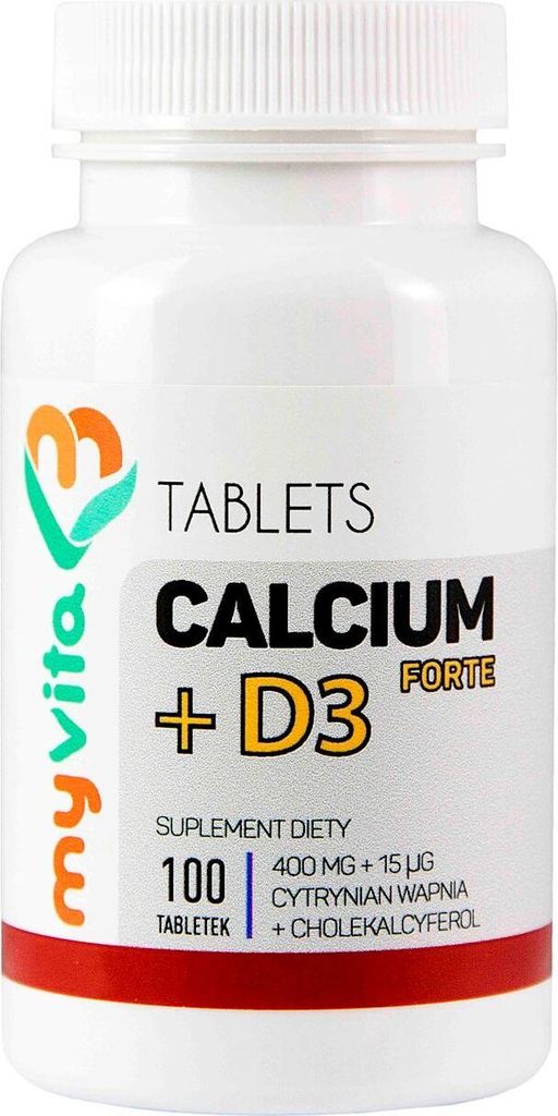 MyVita Calcium + D3 Forte 100 Tabletten - Calciumcitrat 400 mg + D3 15 μg