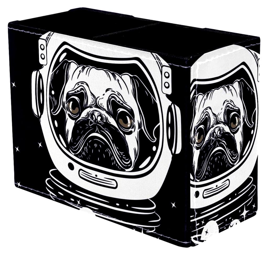 Astronaut Unhappy Dog Welpen Raum Stifthalter für den Schreibtisch, 2 Fächer, Stiftehalter, Make-up-Pinsel, Aufbewahrung, Schreibtisch-Zubehör, ...