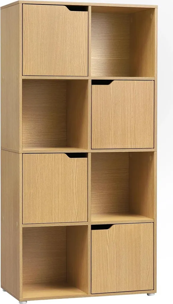 Étagère cubique de rangement avec portes finition chêne clair 120 cm