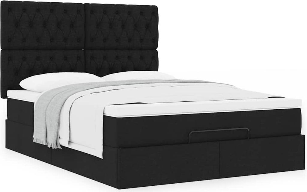Maison Exclusive - Ottoman-Bett mit Matratze Schwarz 140x190 cm Stoff