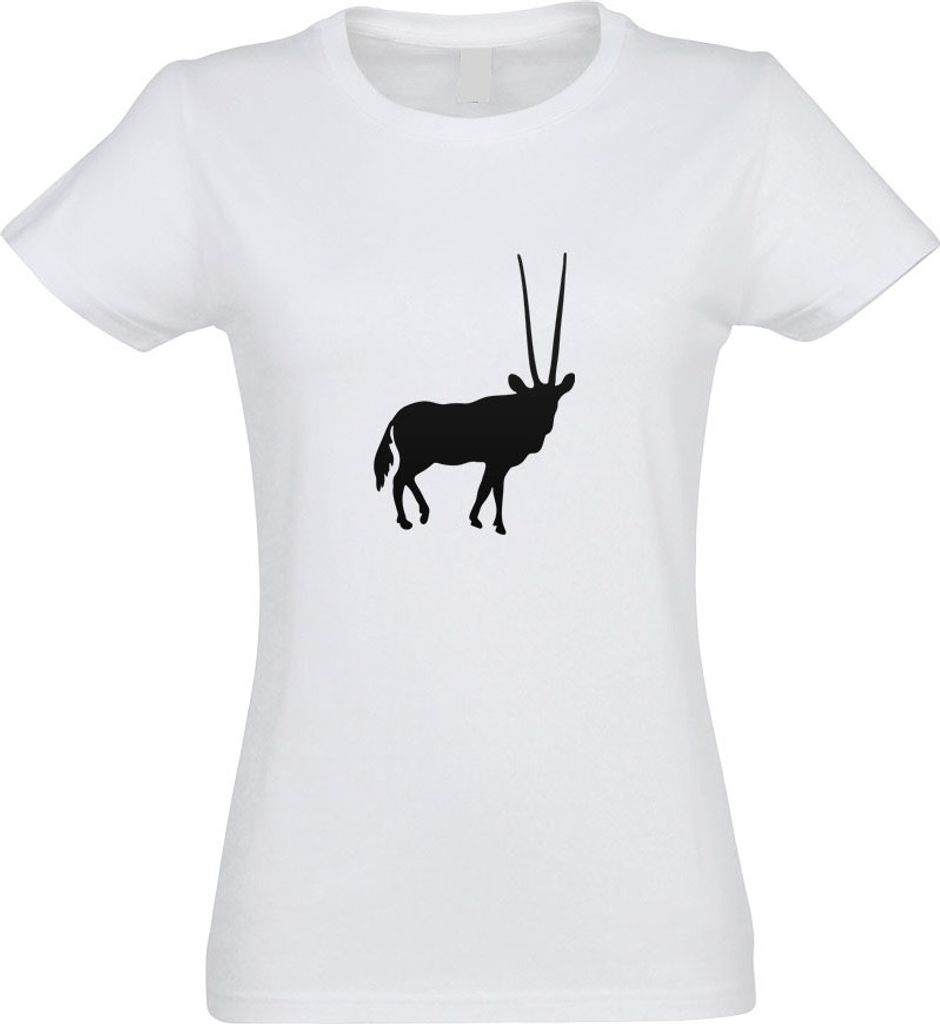 Kiwistar - T-Shirt tailliert - Damen - Weiss - Antilope Impala Kudu Gabelbock - mit Motiv Bedruckt - Funshirt Design - Sport - Freizeit - Damen - M