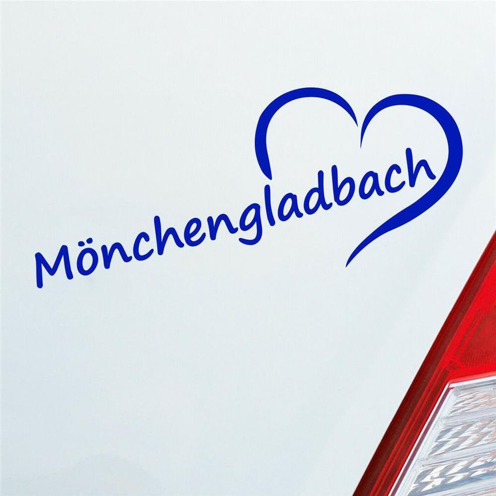 Auto Aufkleber Mönchengladbach Herz Stadt City Liebe Love 19,5x8 cm Dunkelblau Sticker Heckscheibenaufkleber